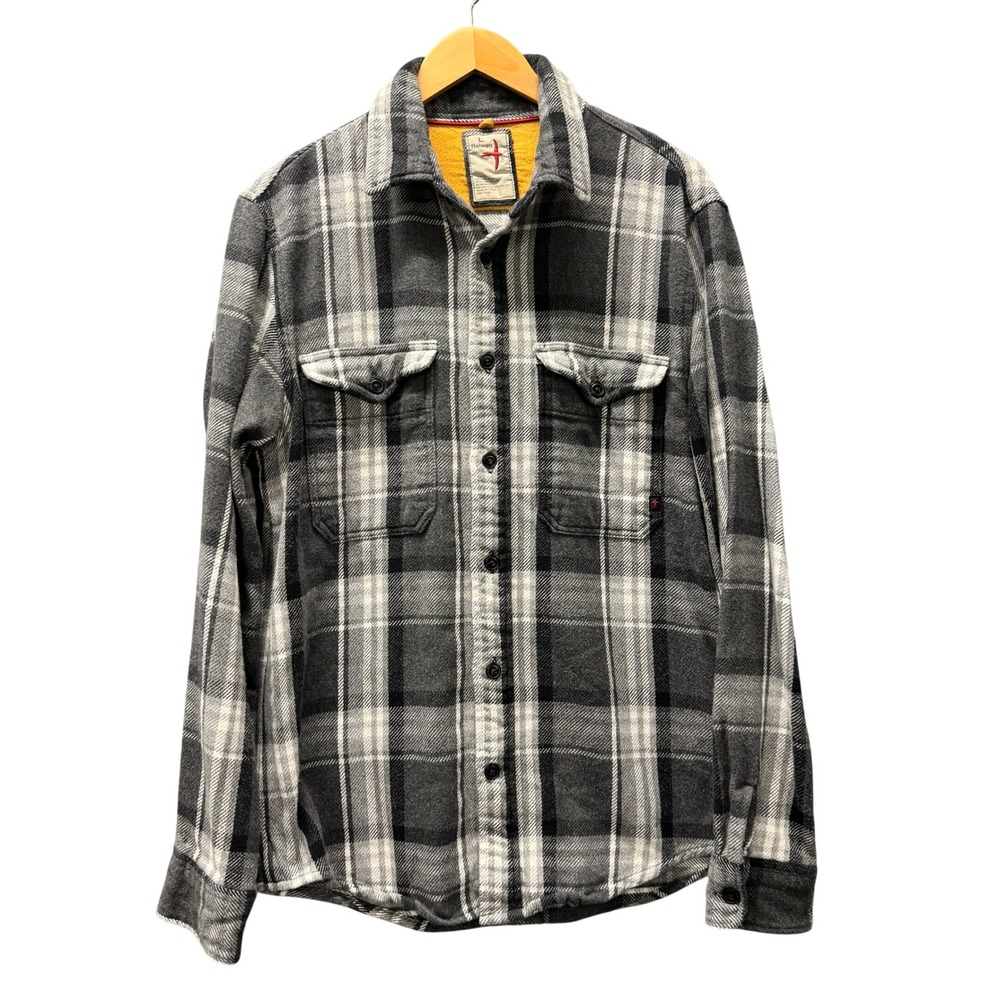 Relwen Blanket Plaid Flannel Shirt Mens L Gray Black Button Up Huckberry Outdoor